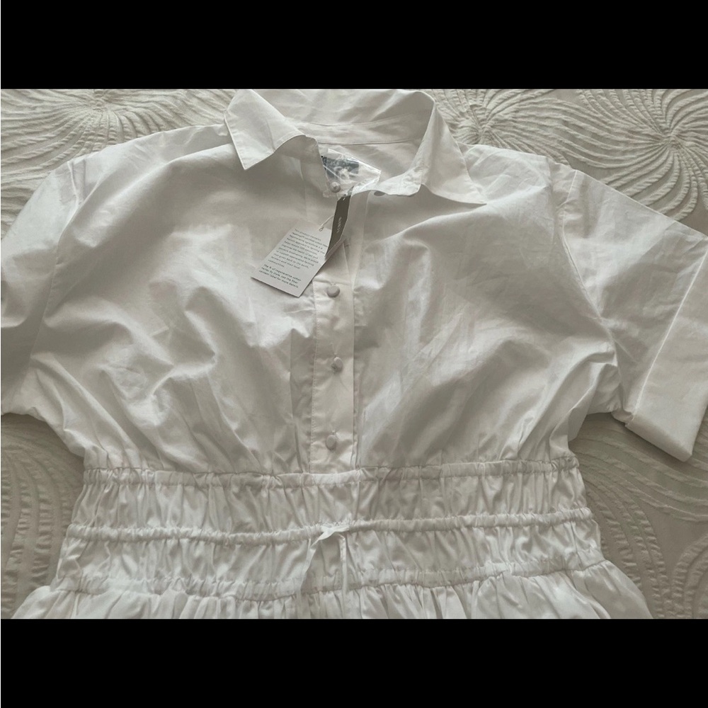 J.Crew Elena shirtdress in white cotton poplin